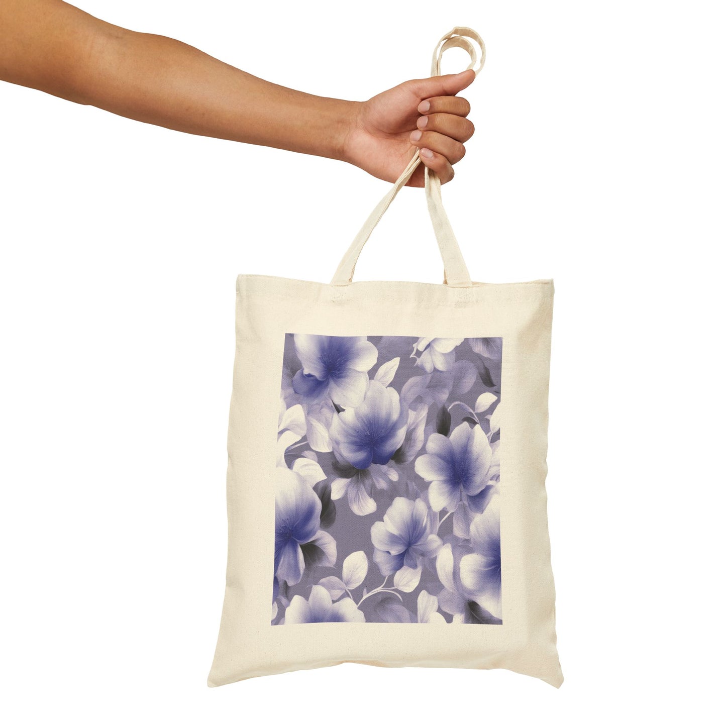 Indigo Blossom Floral Bunch Cotton Canvas Tote Bag