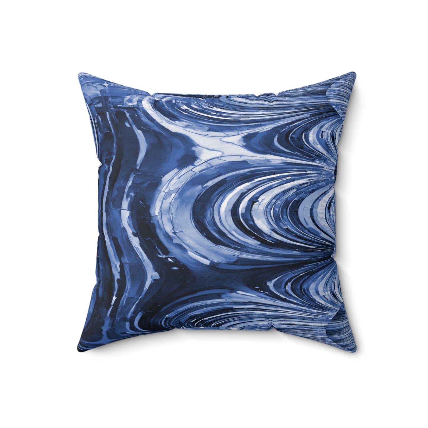 Uzi Spiral Deep Blue Faux Suede Square Pillow, 18" x 18"
