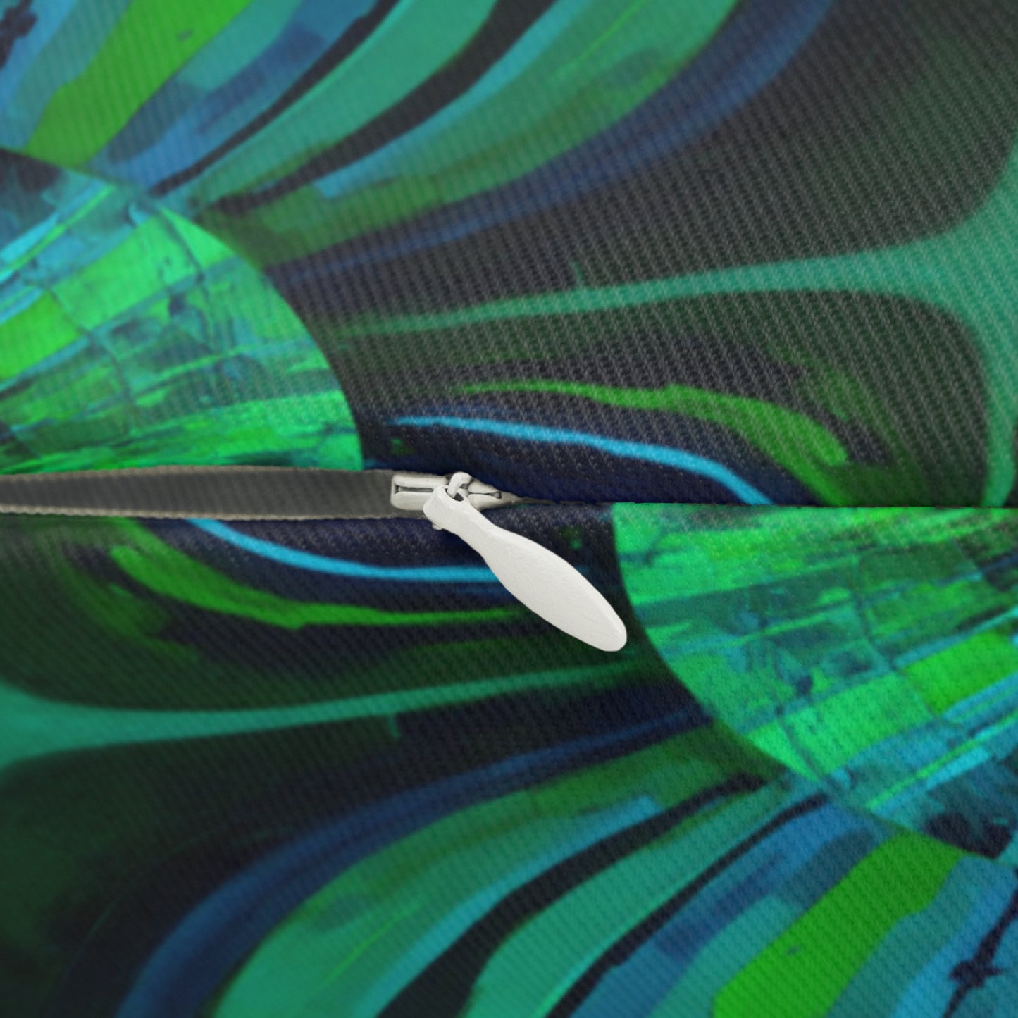Uzi Spiral Blue Green Spun Polyester Lumbar Pillow, 20" x 14"