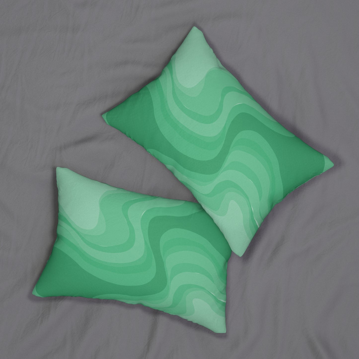 Mint Green Wavey Spun Polyester Lumbar Pillow, 20" x 14"