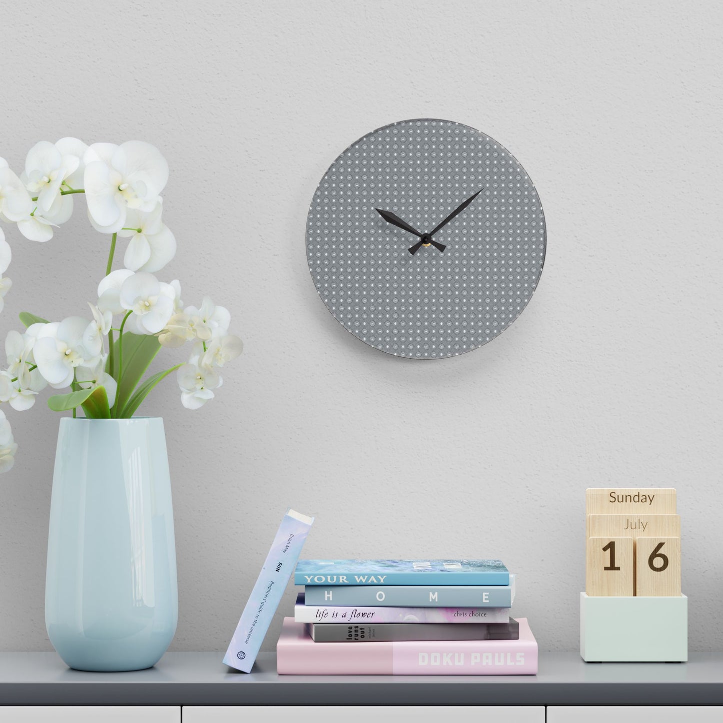 Desaturated Star-crossed Bodies Acrylic Wall Clock, Round or Square, 10.75" x 10.75"