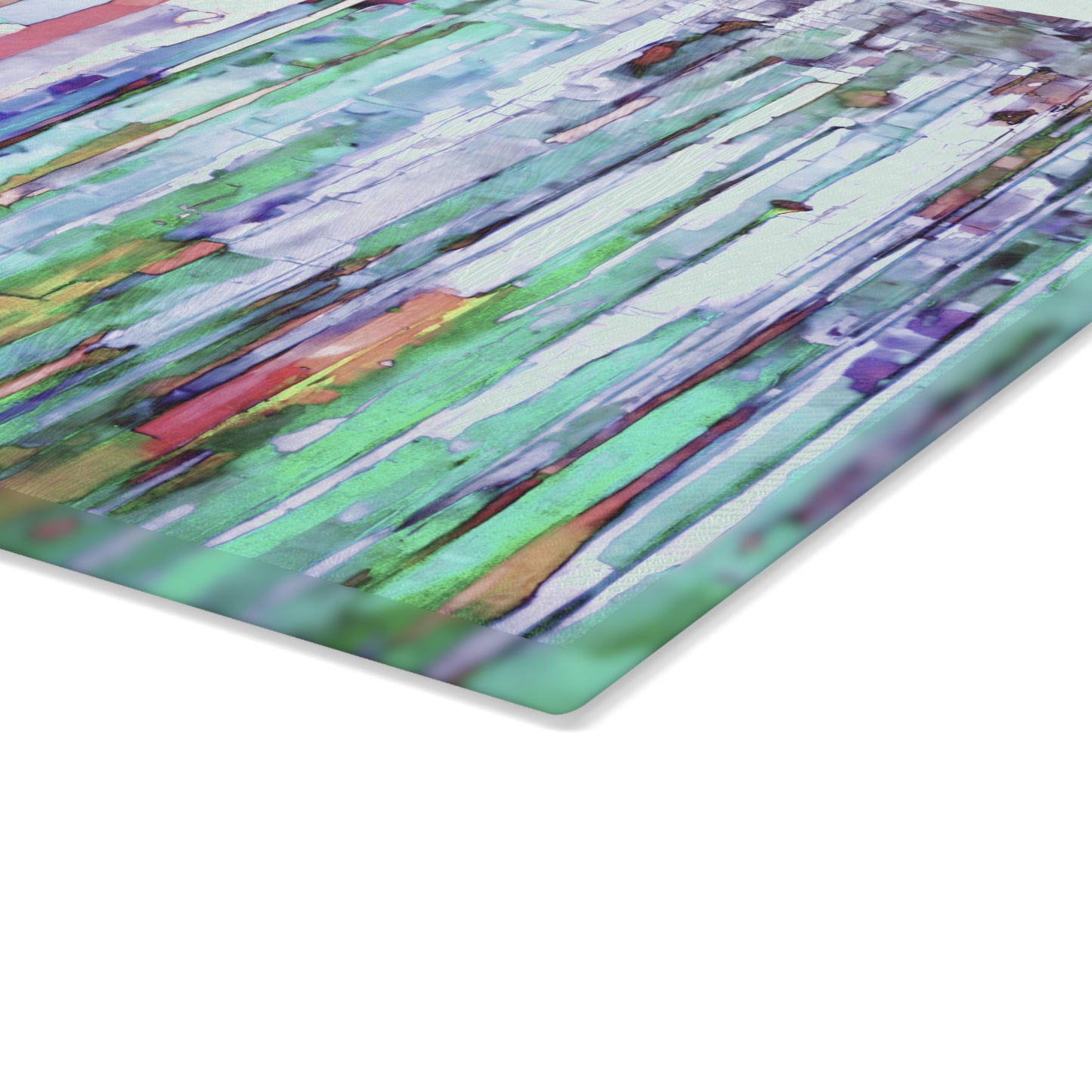 Striped Pastels 11" x 15" Glass Cutting Board