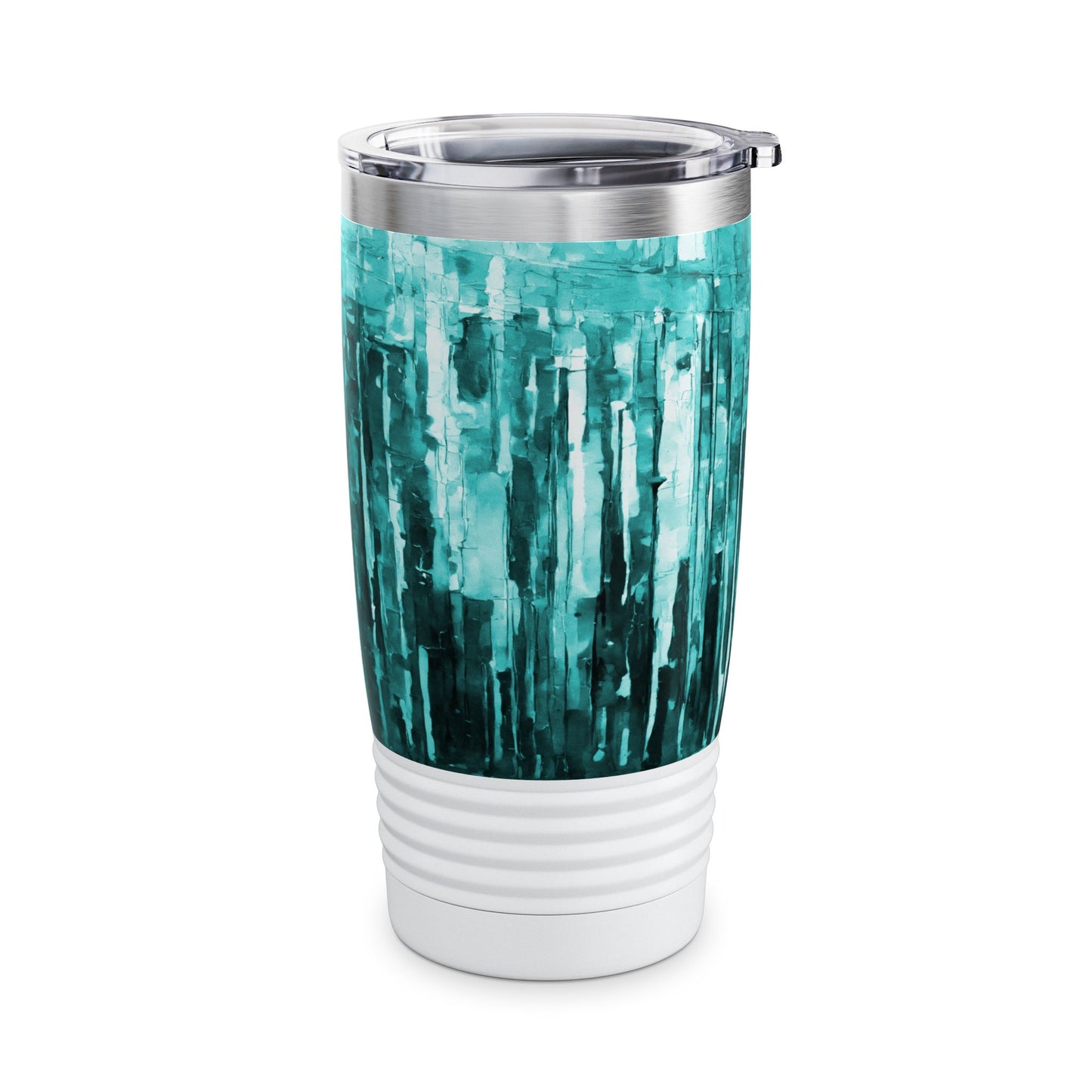 Striped Tif Ringneck Tumbler, 20oz in white, steel and black