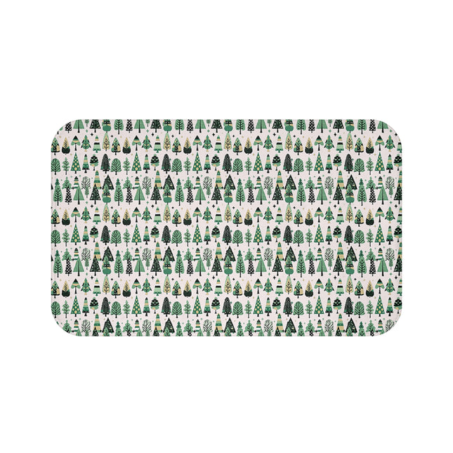 Mini Vintage Green Trees 34" x 21" Bath Mat
