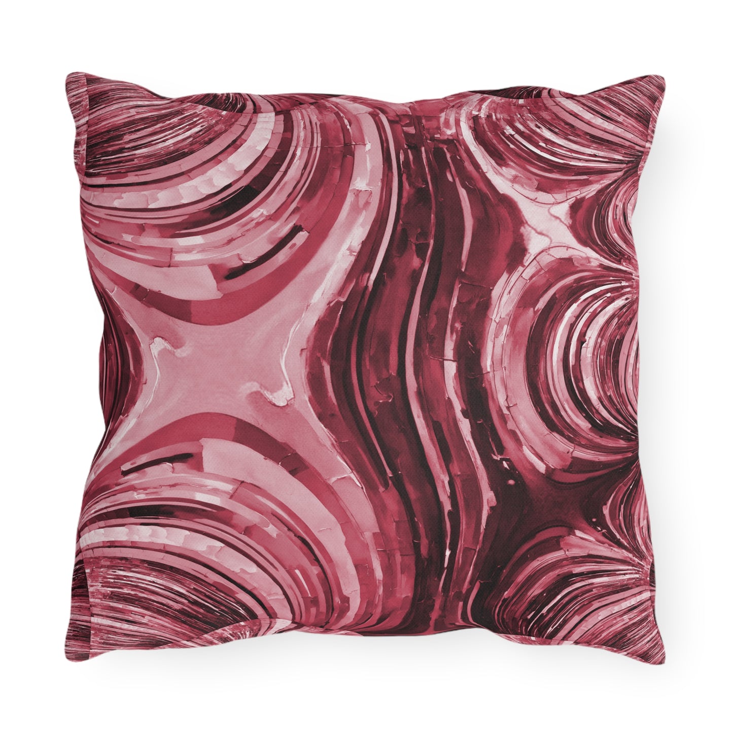 Uzi Spiral Ruby Outdoor Pillow, 16" x 16"