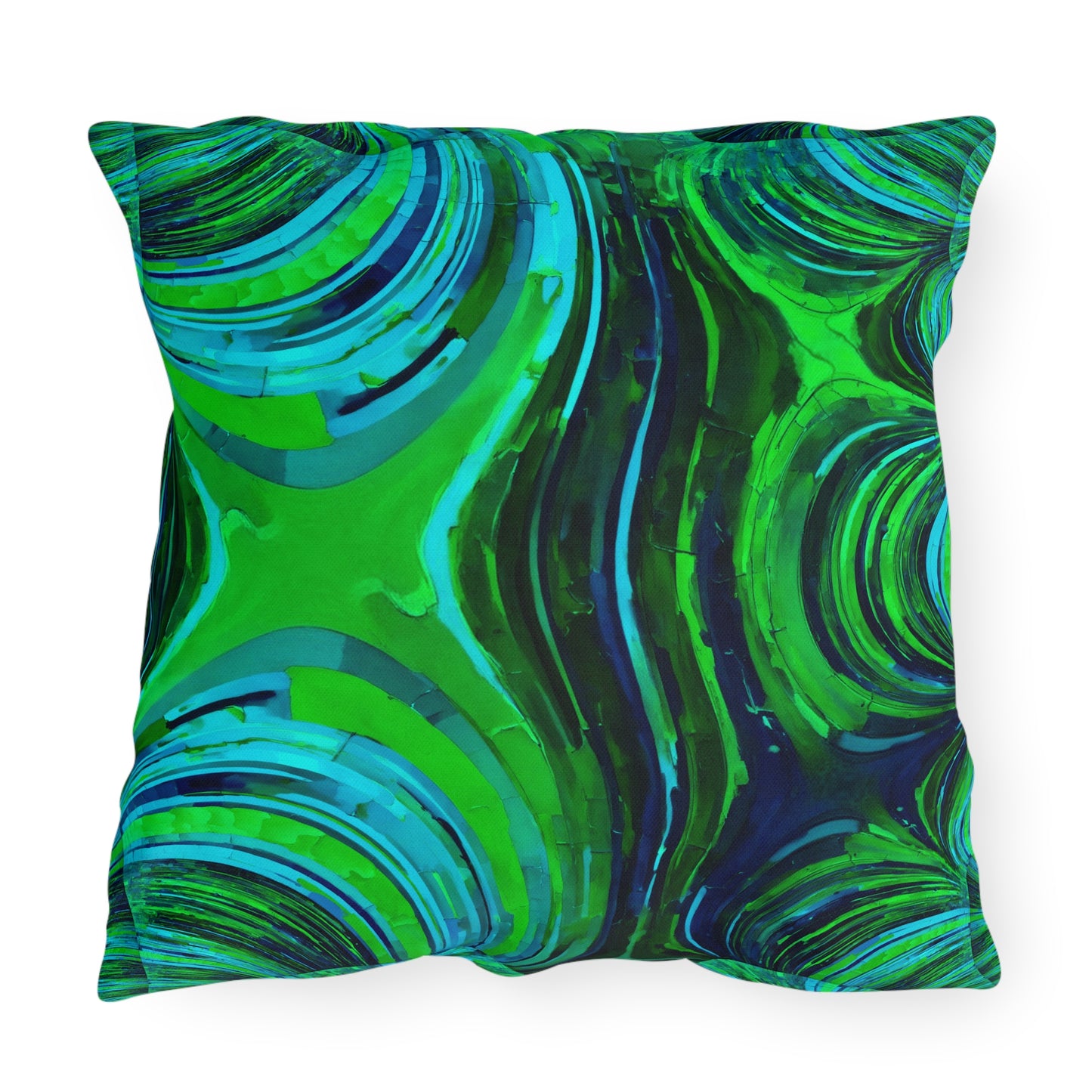 Uzi Spiral Blue Green 20" x 20" Outdoor Pillow