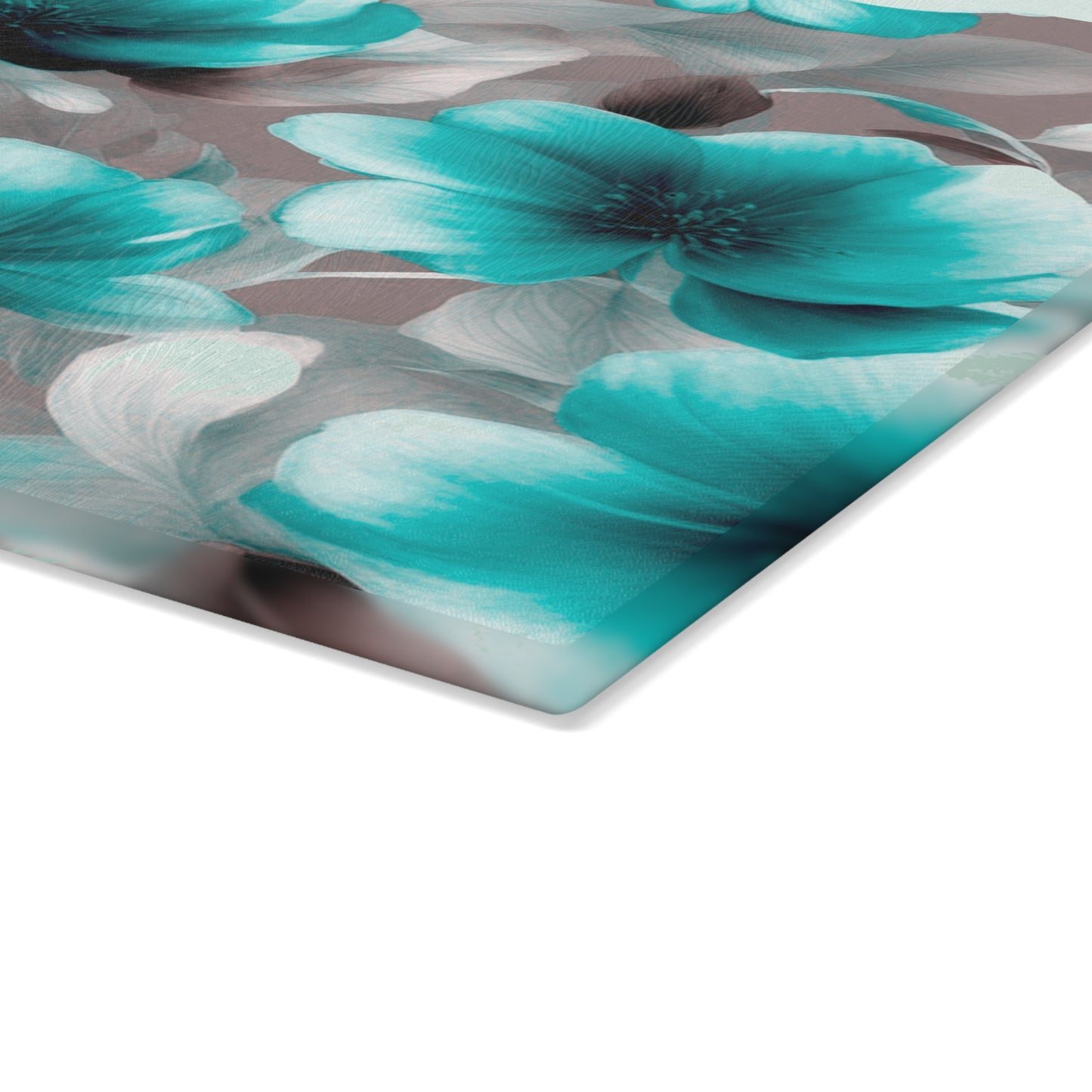 Tif Green Gray Floral Bunch Glass Cutting Board, 11" x 15"