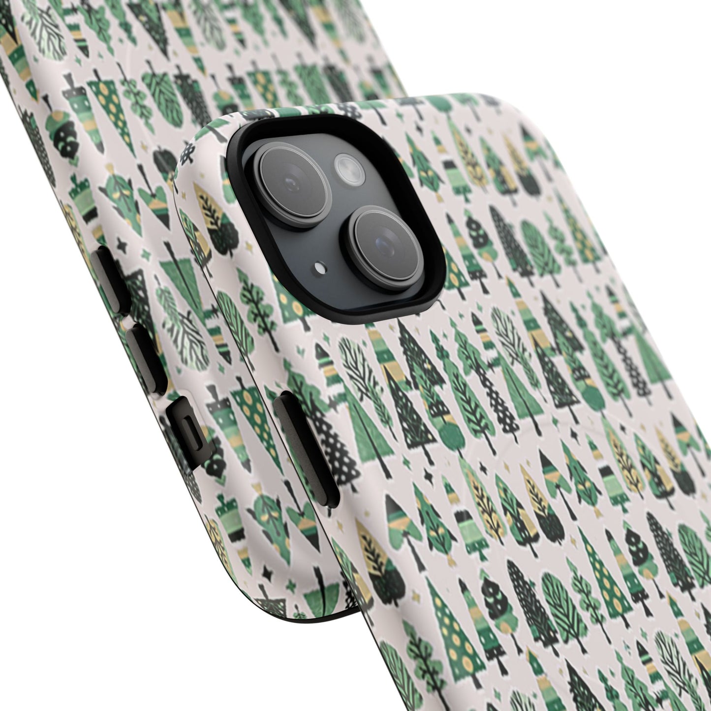 Mini Vintage Green Trees Iphone 15 Plus Tough Magnetic Cases