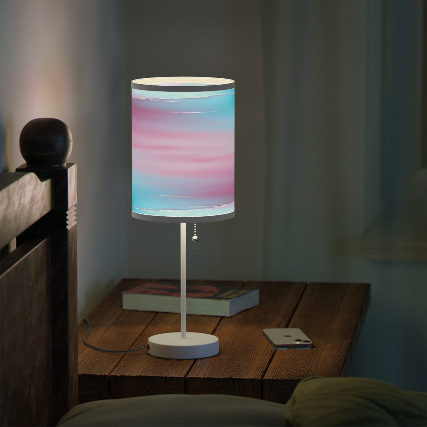 Wine Sea Blue Fog Table Lamp on a White or Silver Stand, US|CA plug