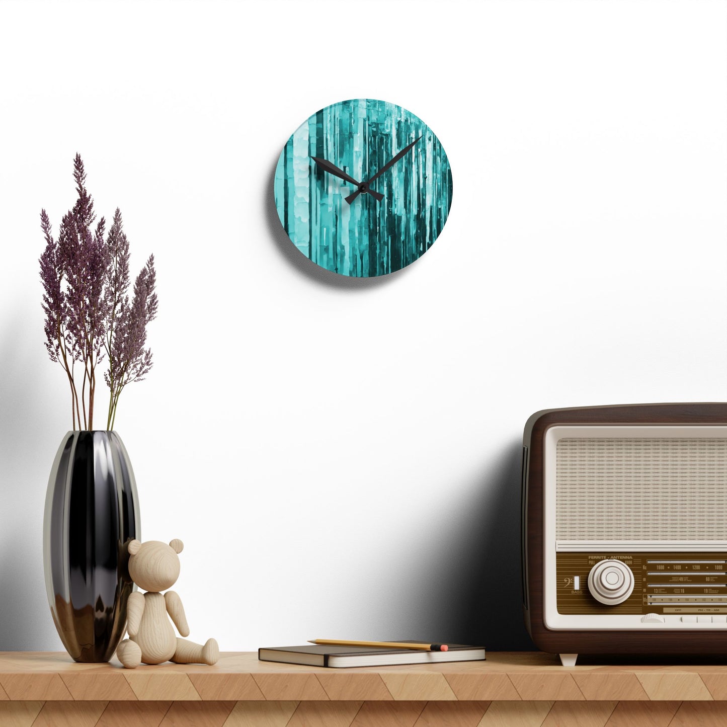Striped Tif Acrylic Round Wall Clock, 8" x 8"
