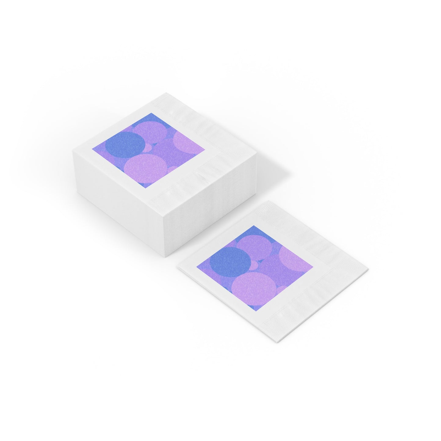 Pastel Purple Family Patches White Coined Napkins, 4.8" x 4.8"