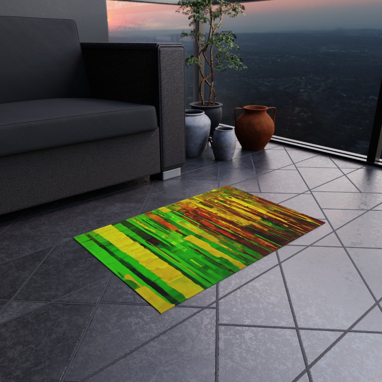 Striped Beta Outdoor Rug, 24" x 36"