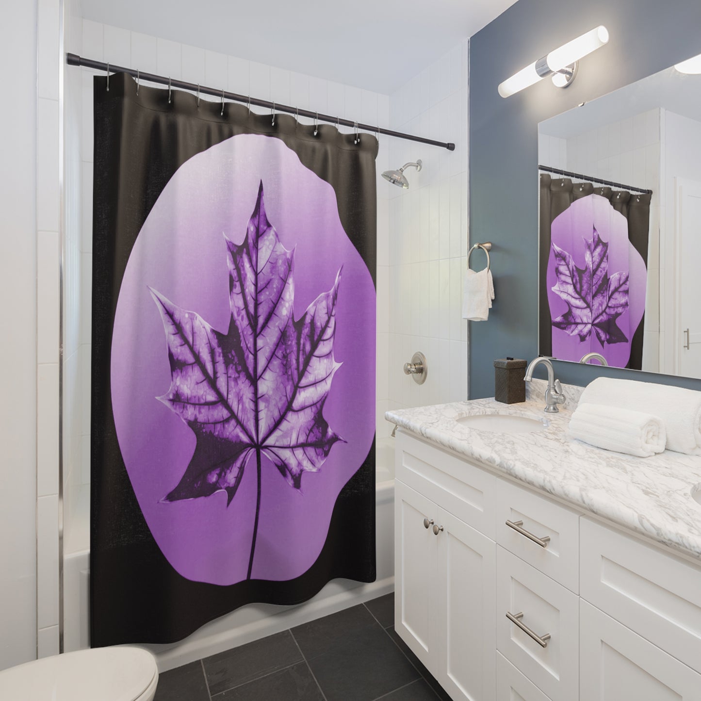 Purple Maple Leaf Shower Curtains, 71" x 74"