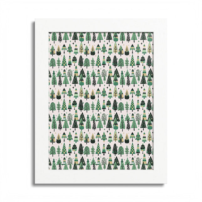 Mini Vintage Green Trees Framed Poster, Multi-Color, 8" x 10"