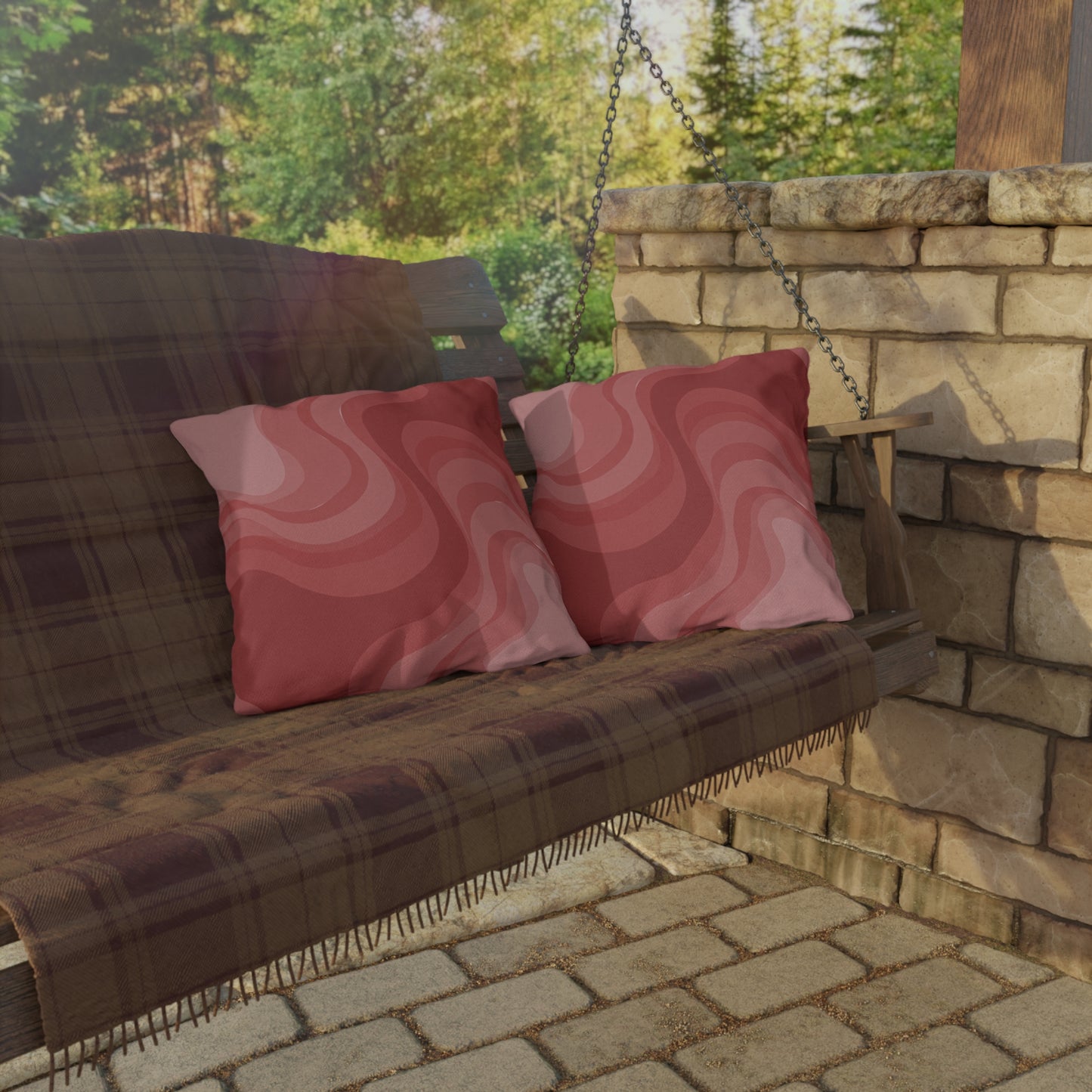 Power Red Wavey 18" x 18" Outdoor Pillow