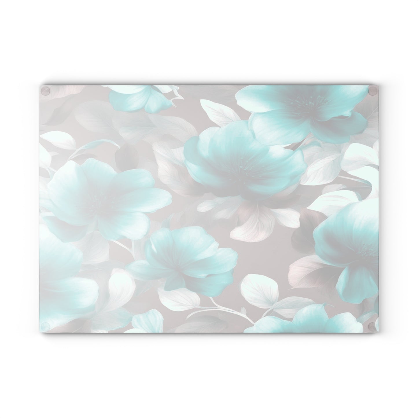 Tif Green Gray Floral Bunch Glass Cutting Board, 11" x 15"