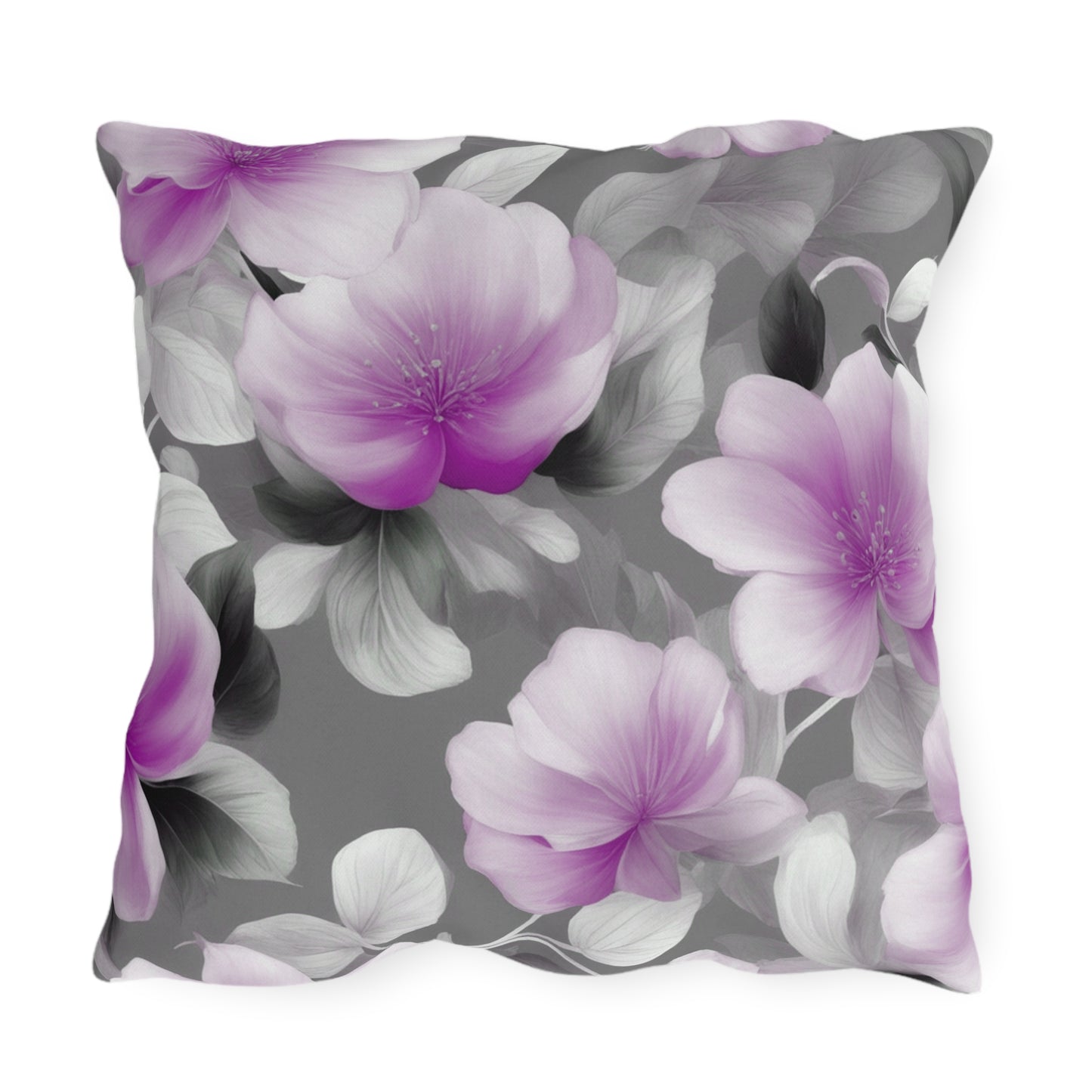 Purple Blossom Floral Bunch 20" x 20" Outdoor Pillow