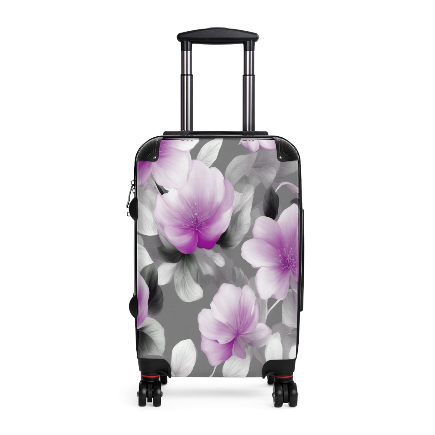 Purple Blossom Floral Bunch Small Suitcase with built in lock, 4 double-wheels, telescopic handle, and ABS back hard-shell