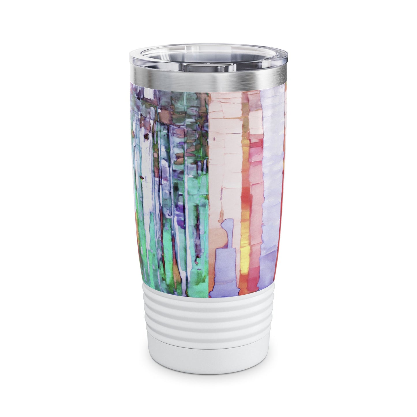 Striped Pastels Ringneck Tumbler, 20oz in white, steel and black