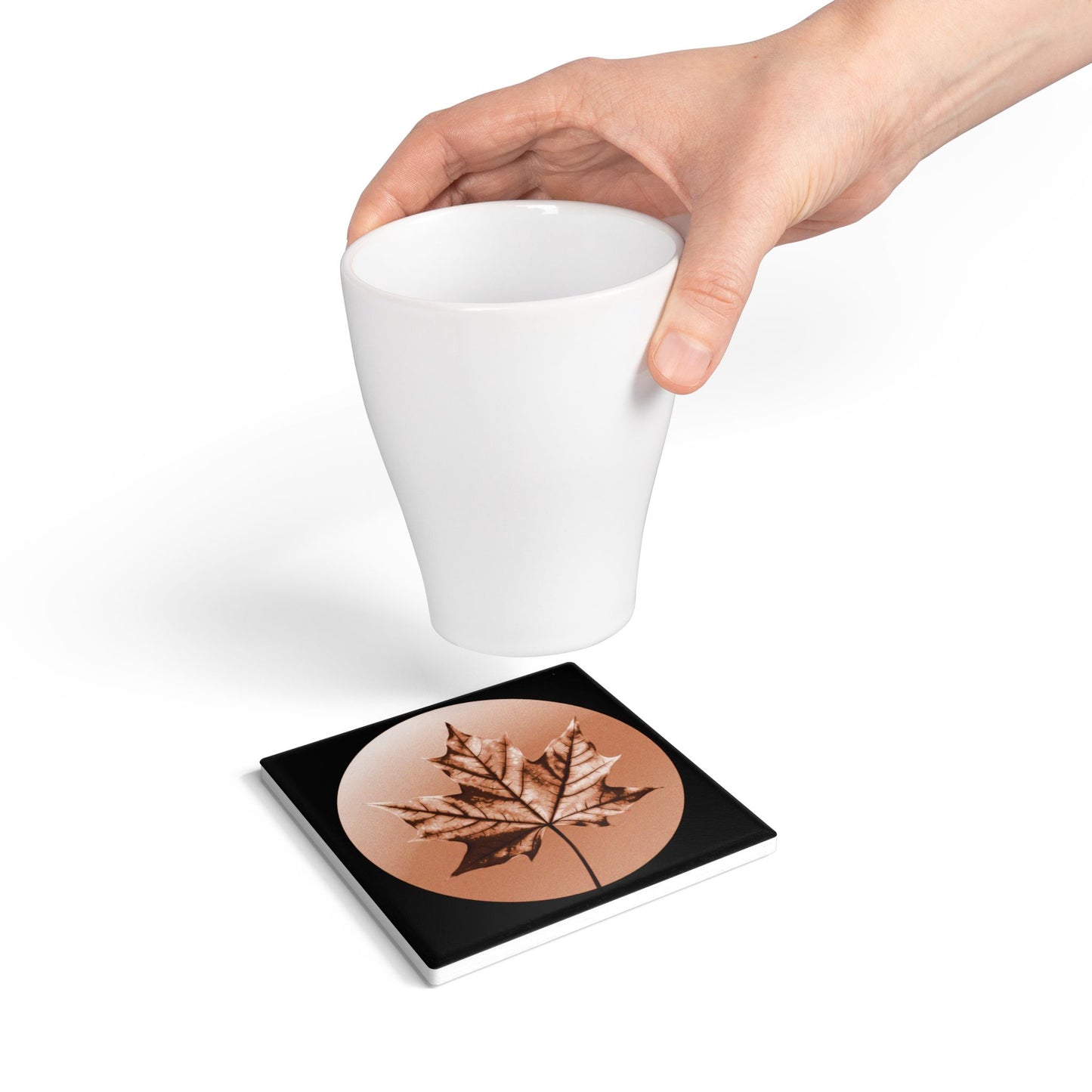 Soft Maple Leaf 4" x 4" Square Ceramic Coaster