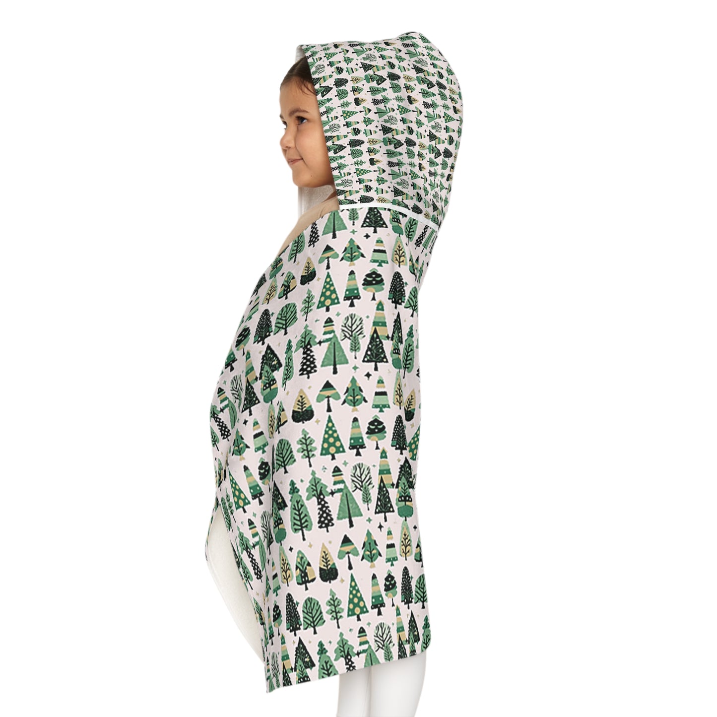 Mini Vintage Green Trees Youth Hooded Towel, 24" x 48"