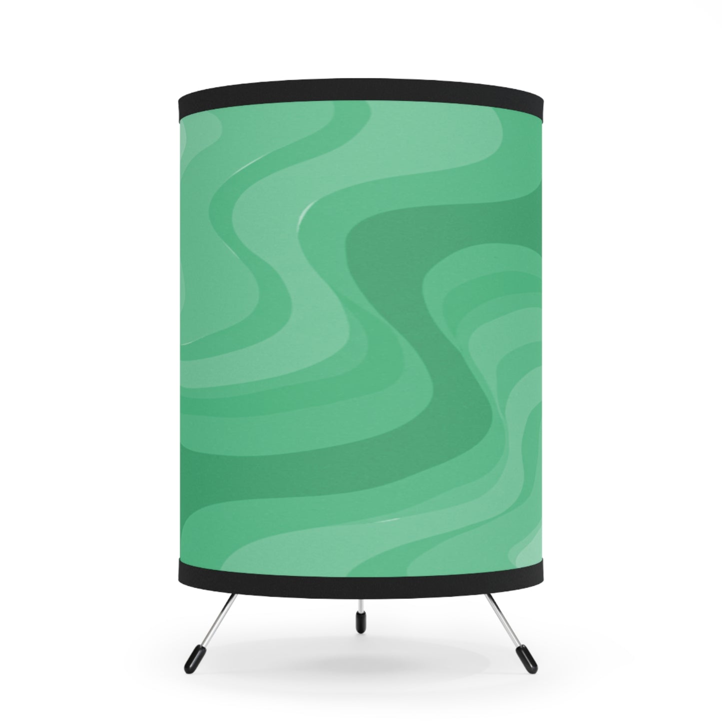 Mint Green Wavey Tripod Lamp with High-Res Printed Shade, US\CA plug