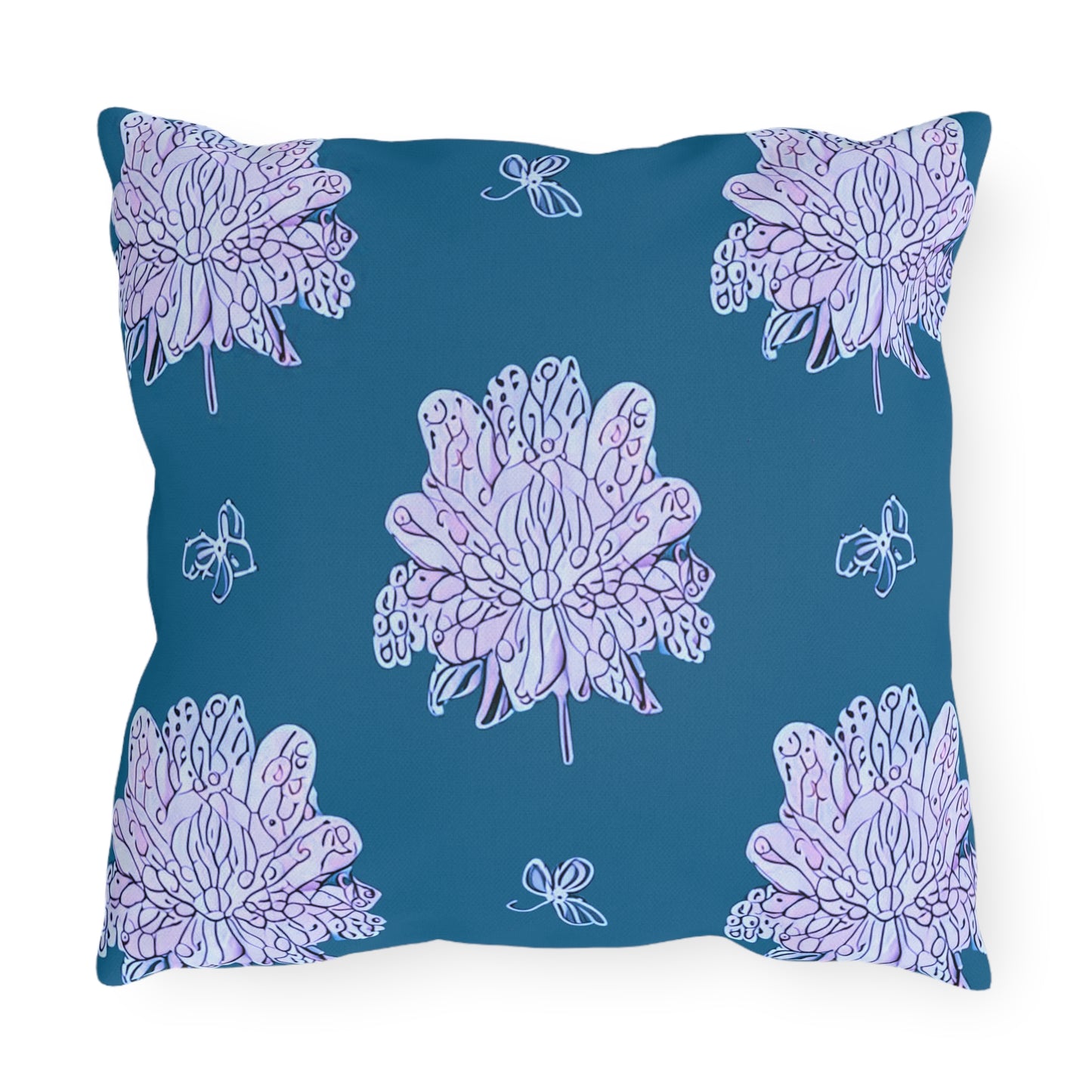 Lavender Floral Butterflies 16" x 16" Outdoor Pillow