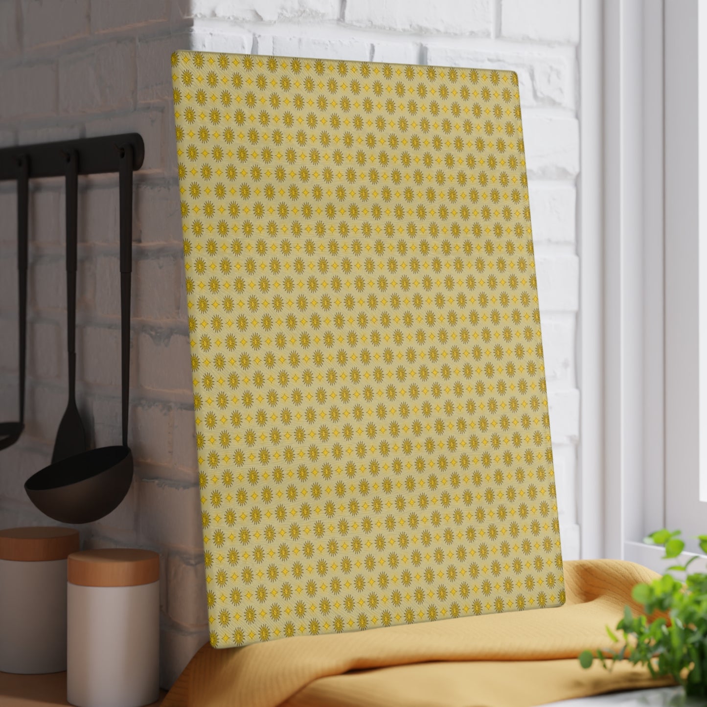 Lemongrass Star-crossed Bodies Glass Cutting Board, 11" x 15"