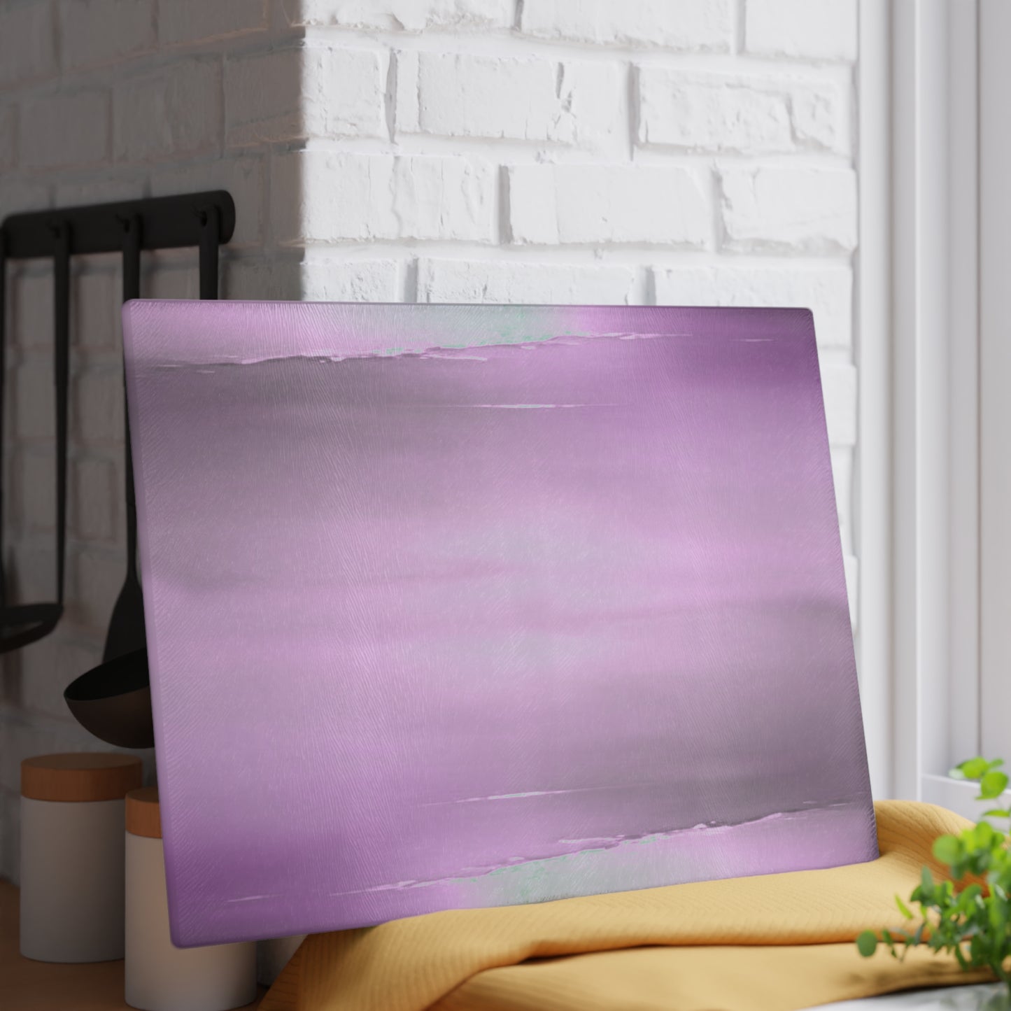 Dark Pink Sea Amethyst Fog Glass Cutting Board, 11" x 15"