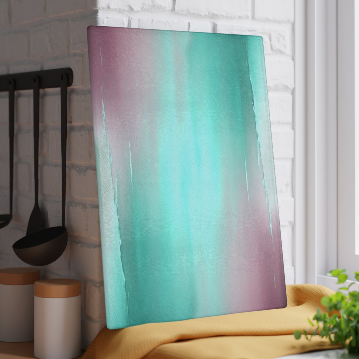 Green Sea Lavender Fog Glass Cutting Board, 11" x 15"