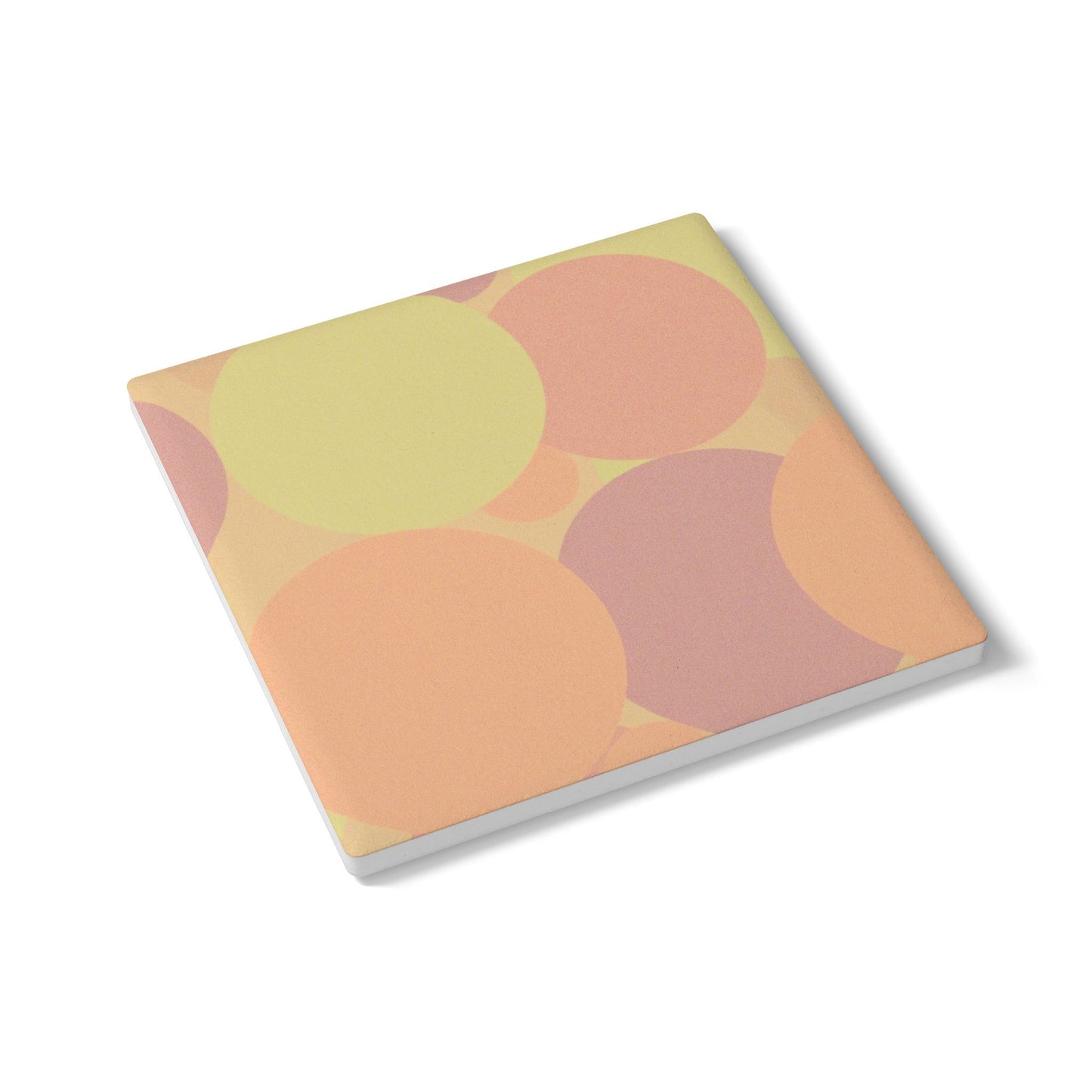 Pastel Hot Peach Patches 4" x 4" Square Ceramic Coaster