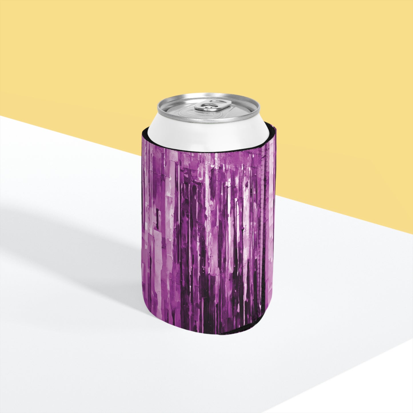 Striped Powder Lavender 12 oz Can Cooler Sleeve