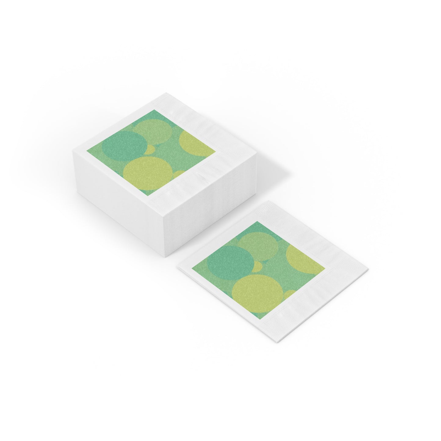 Pastel Green Patches White Coined Napkins, 6.5" x 6.5"