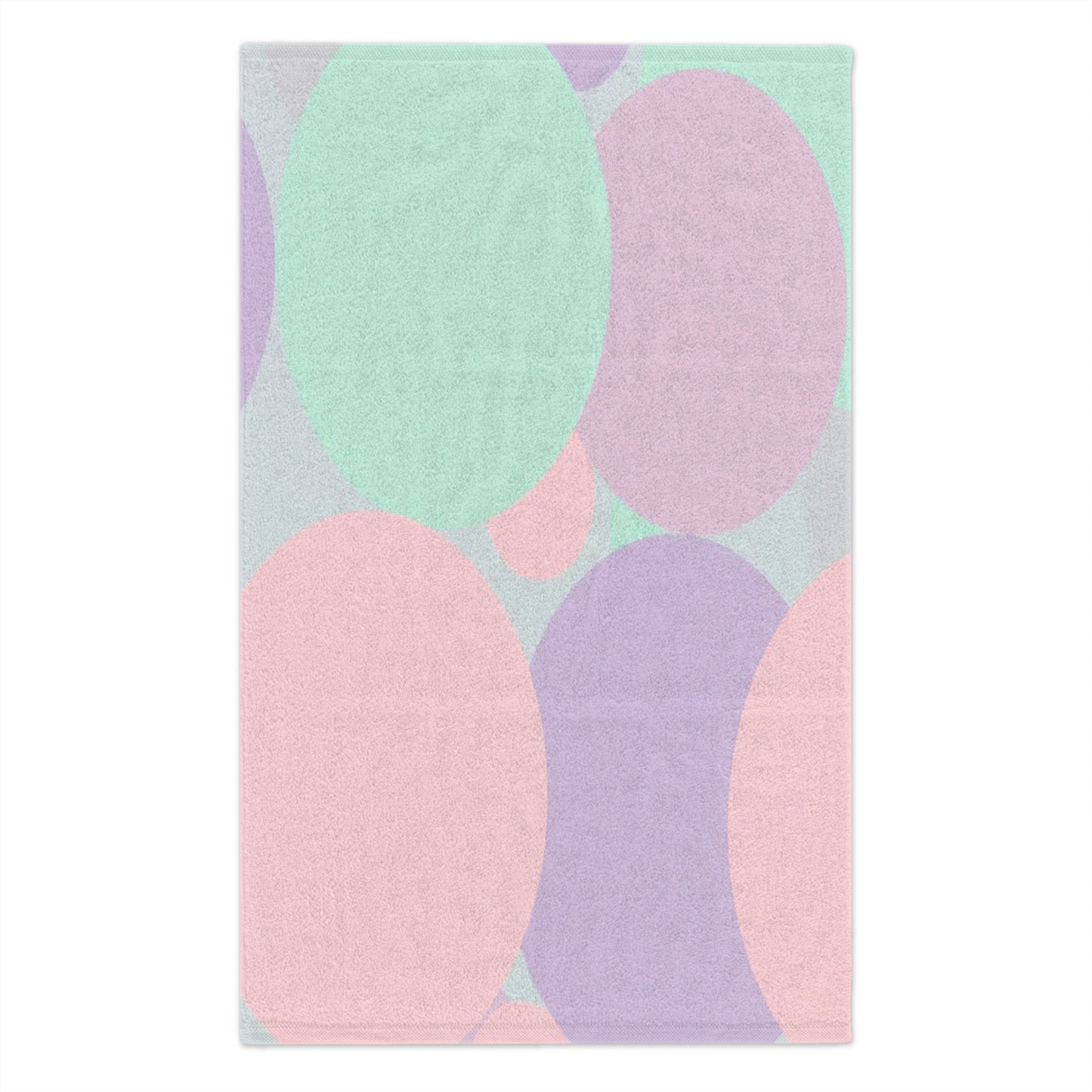 Pastel Peach and Soft Green Patches Rally Towel, 11" x 18"