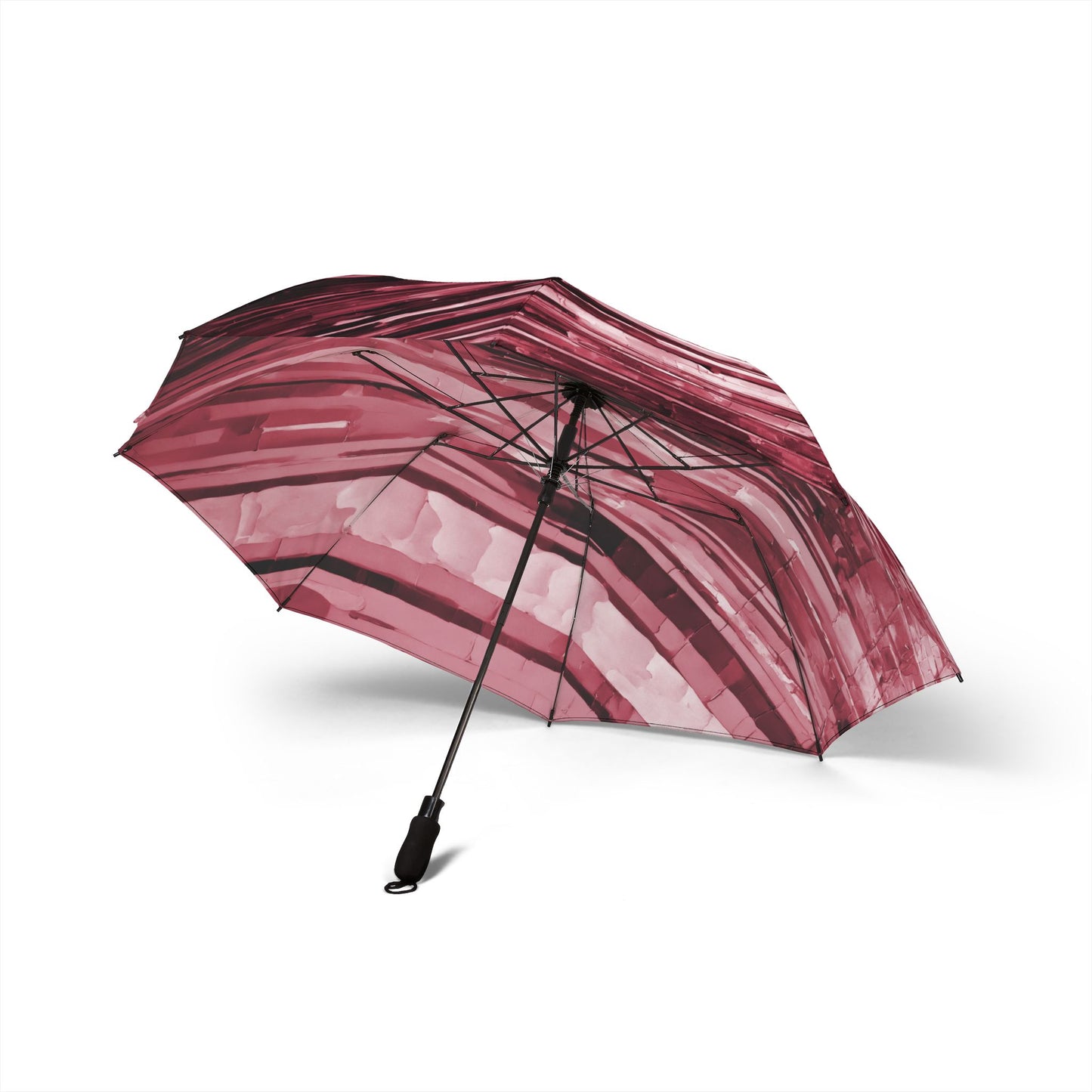 Striped Ruby Foldable Umbrella - Compact & Chic