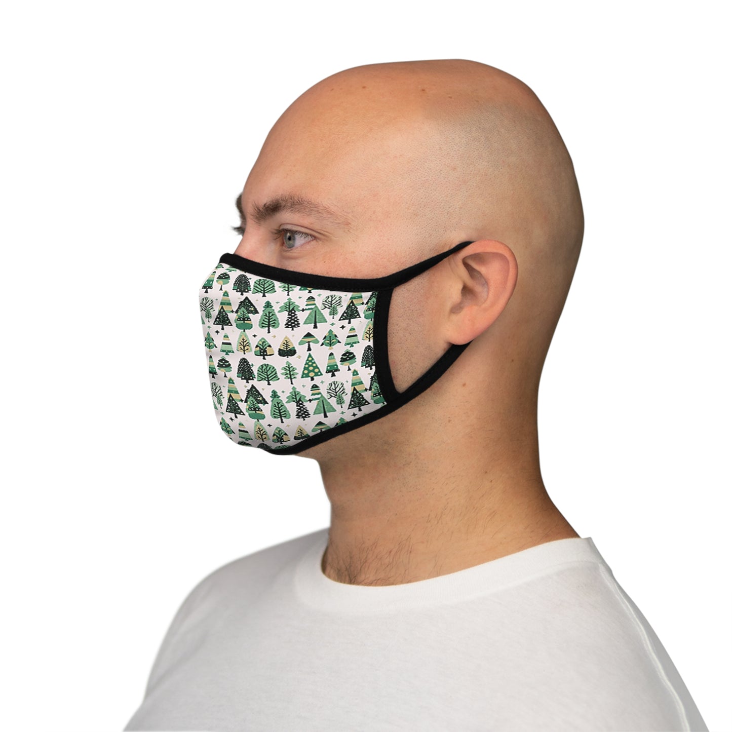 Mini Vintage Green Trees Fitted Polyester Face Mask