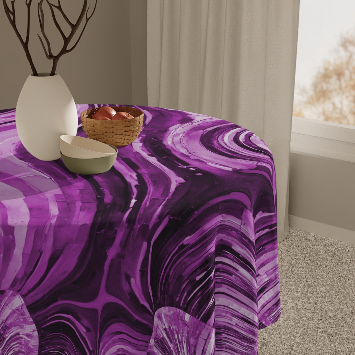 Uzi Spiral Powder Lavender Tablecloth, 55" x 55"