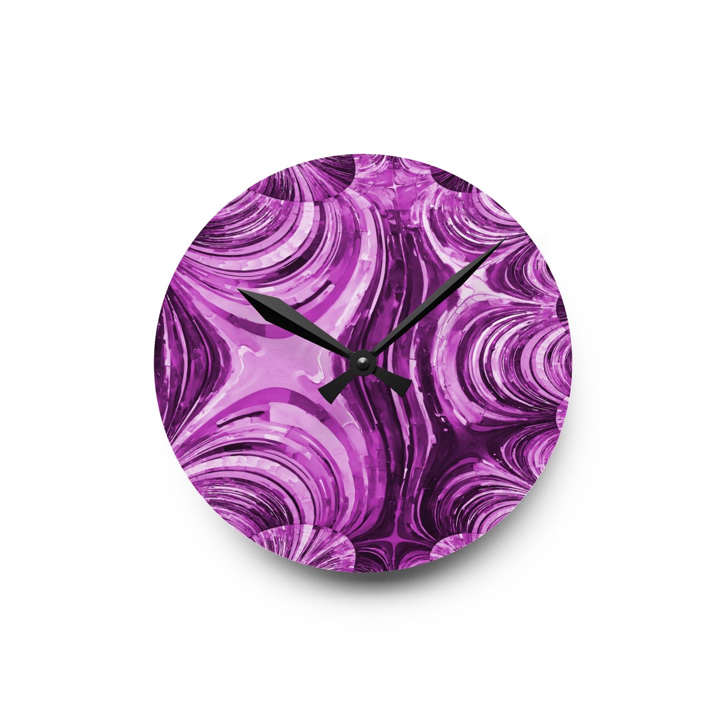 Uzi Spiral Powder Lavender Acrylic Round Wall Clock, 8" x 8"