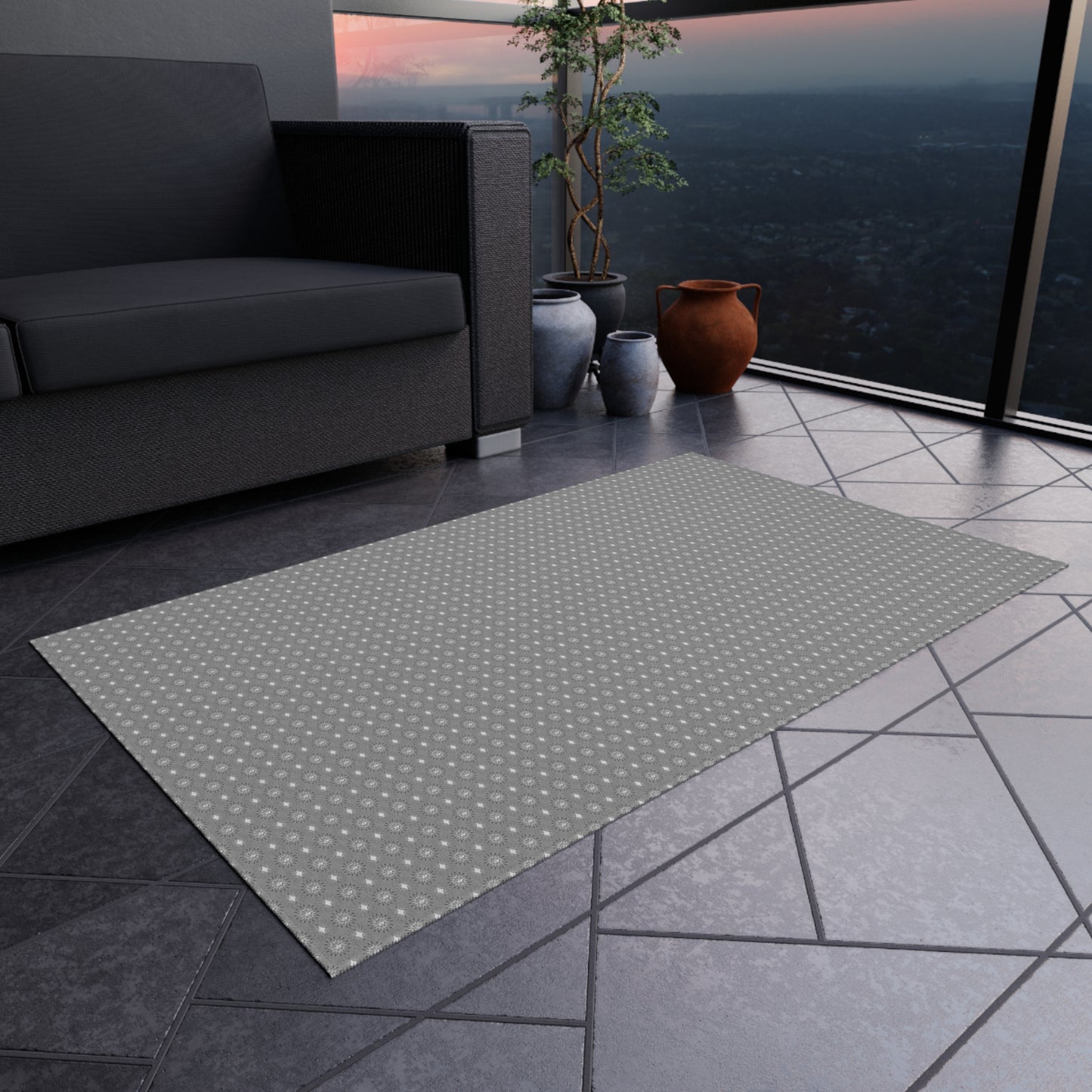 Desaturated Star-crossed Bodies Outdoor Rug, 36" x 60"