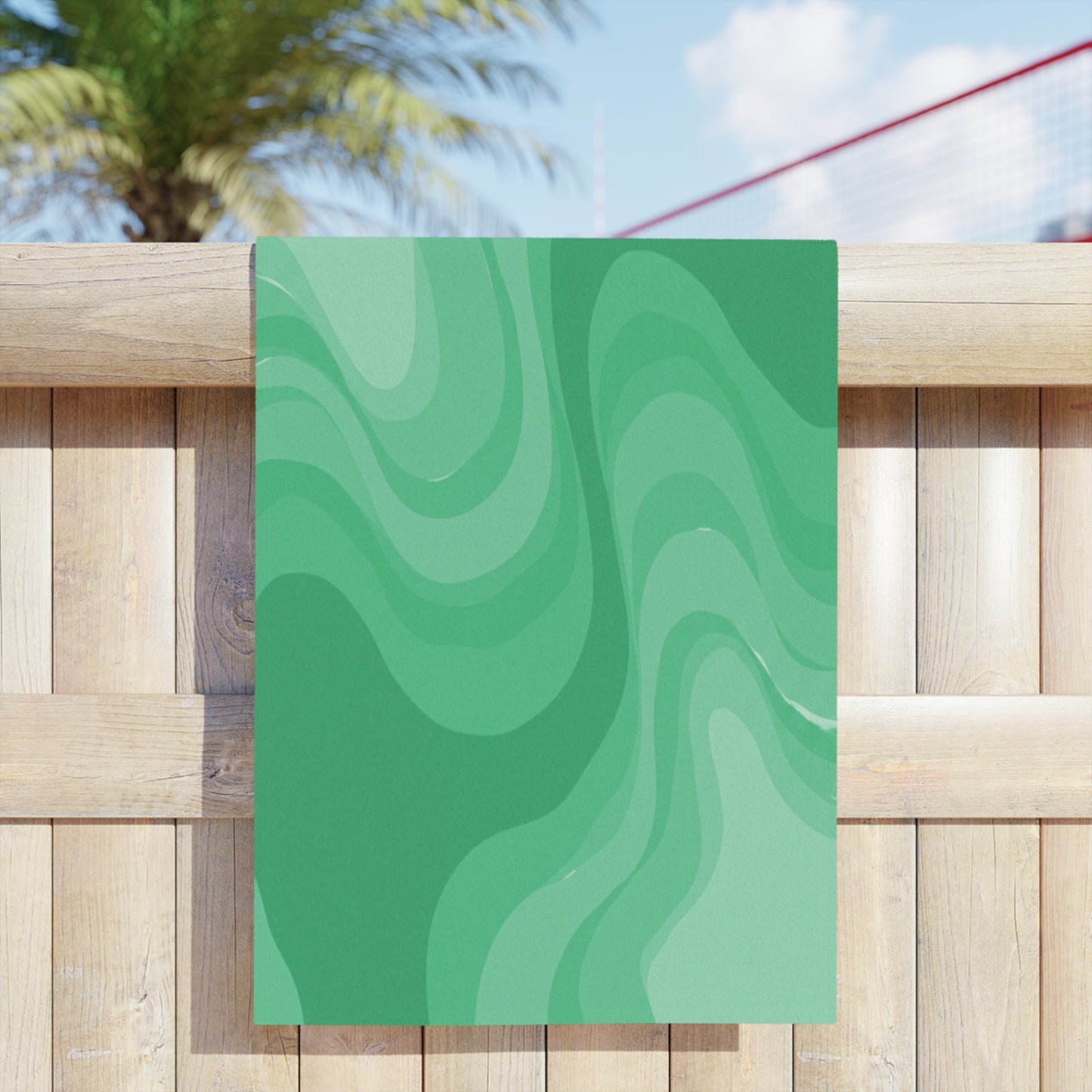 Mint Green Wavey Beach Towel, 24" x 44"