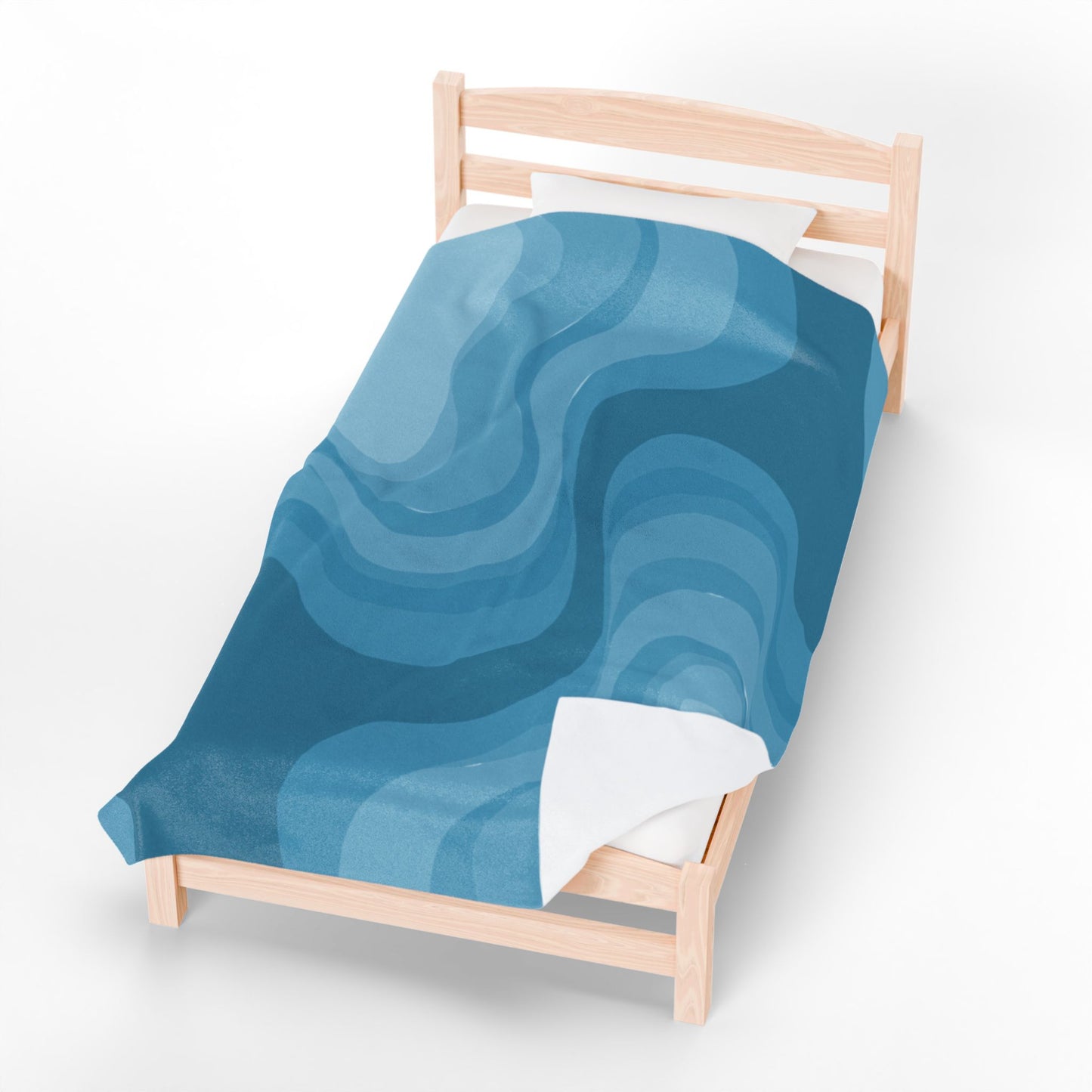 Sky Blue Wavey Velveteen Plush Blanket, 60" x 80"