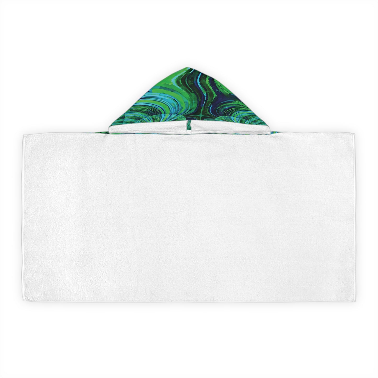Uzi Spiral Blue Green Youth Hooded Towel, 24" x 48"