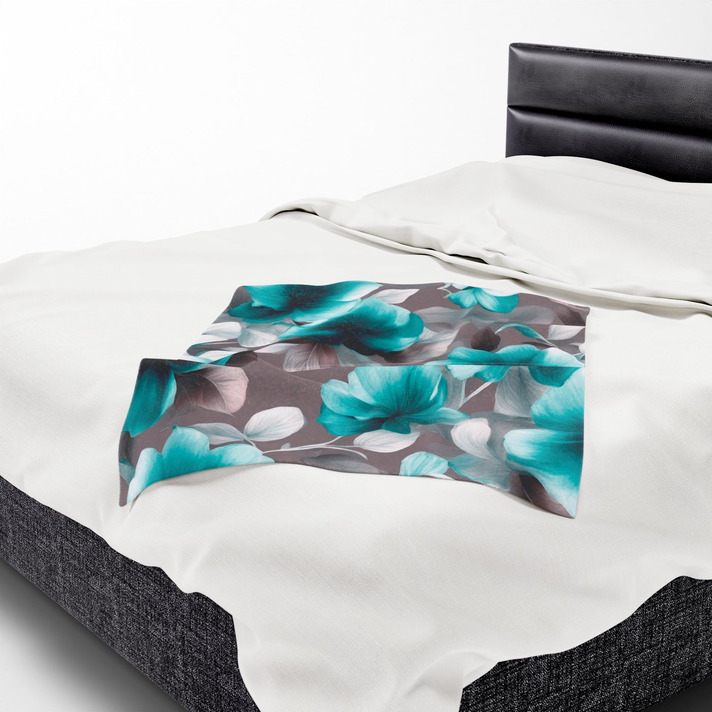 Tif Green Gray Floral Bunch Velveteen Plush Blanket, 30" x 40"