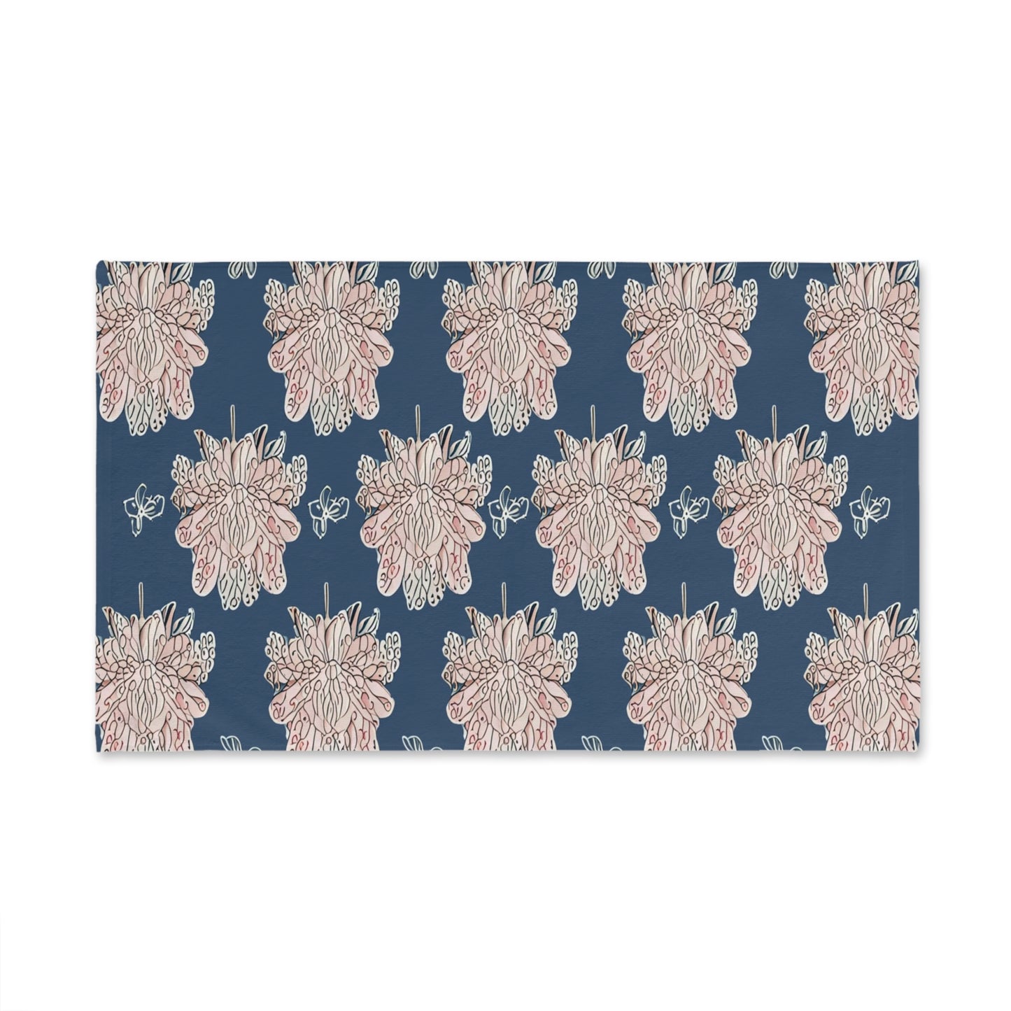 Rose White Floral Butterflies Hand Towel, 16" x 28"