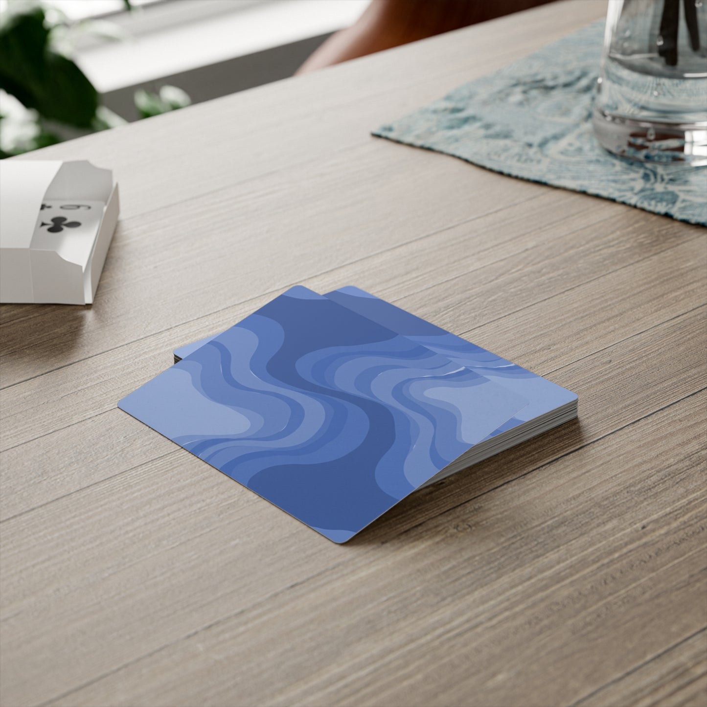 Deep Blue Wavey Poker Cards