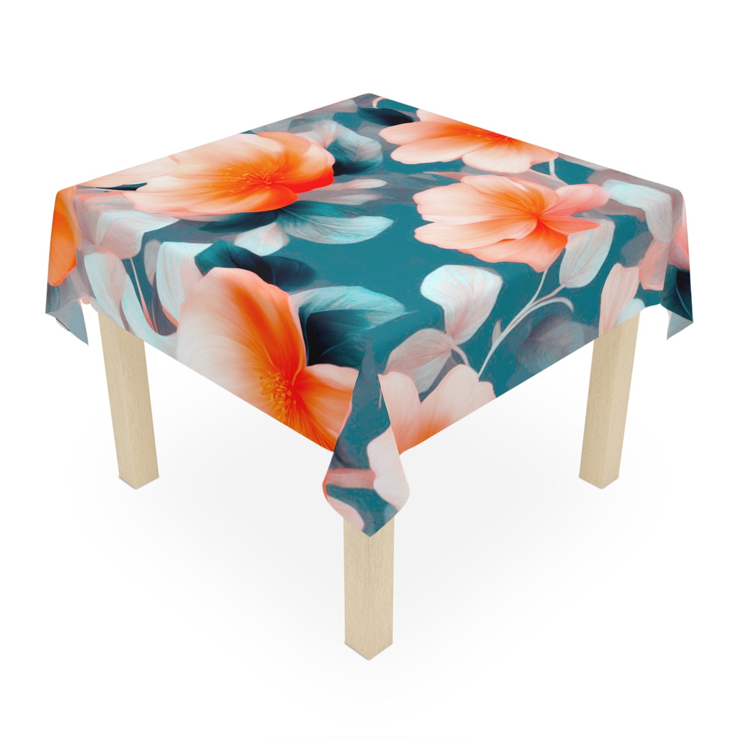 Orange Blossom Floral Bunch Tablecloth, 55" x 55"