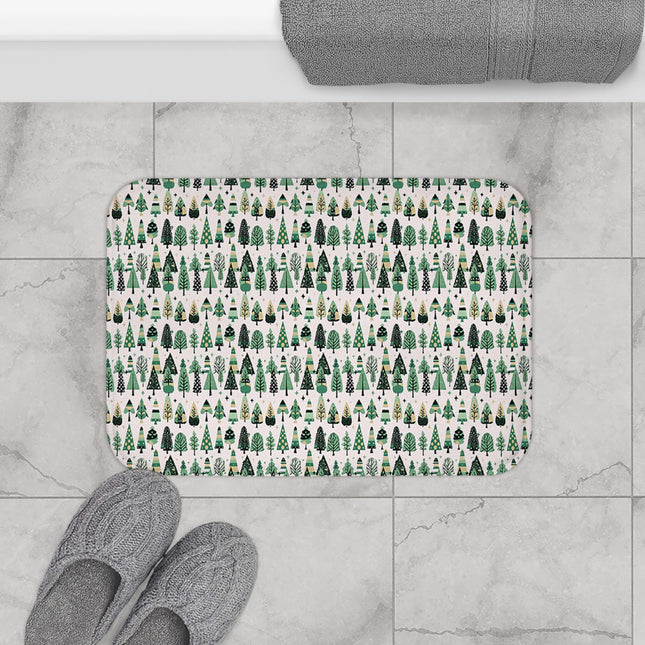Mini Vintage Green Trees 24" x 17" Bath Mat