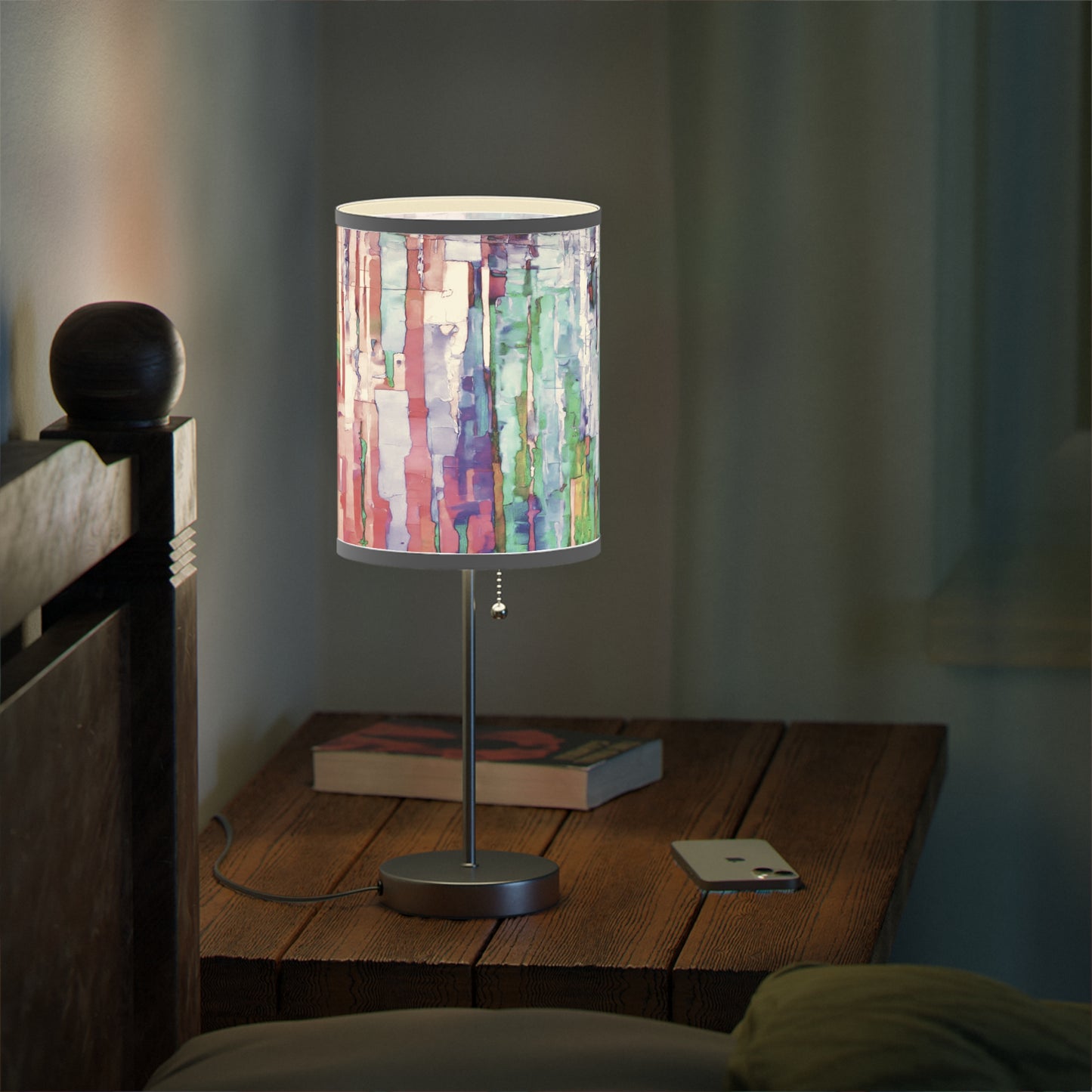 Striped Pastels Table Lamp on a White or Silver Stand, US|CA plug