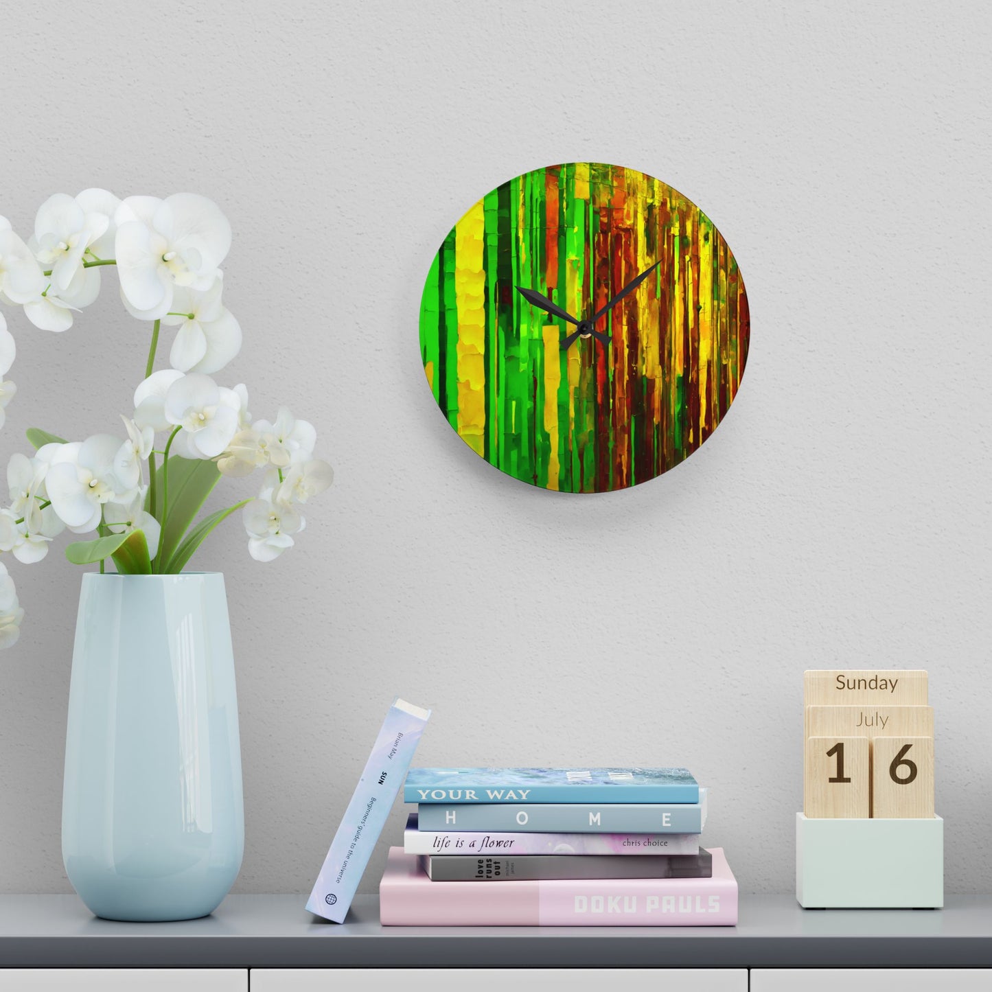 Striped Beta Acrylic Wall Clock, Round or Square, 10.75" x 10.75"