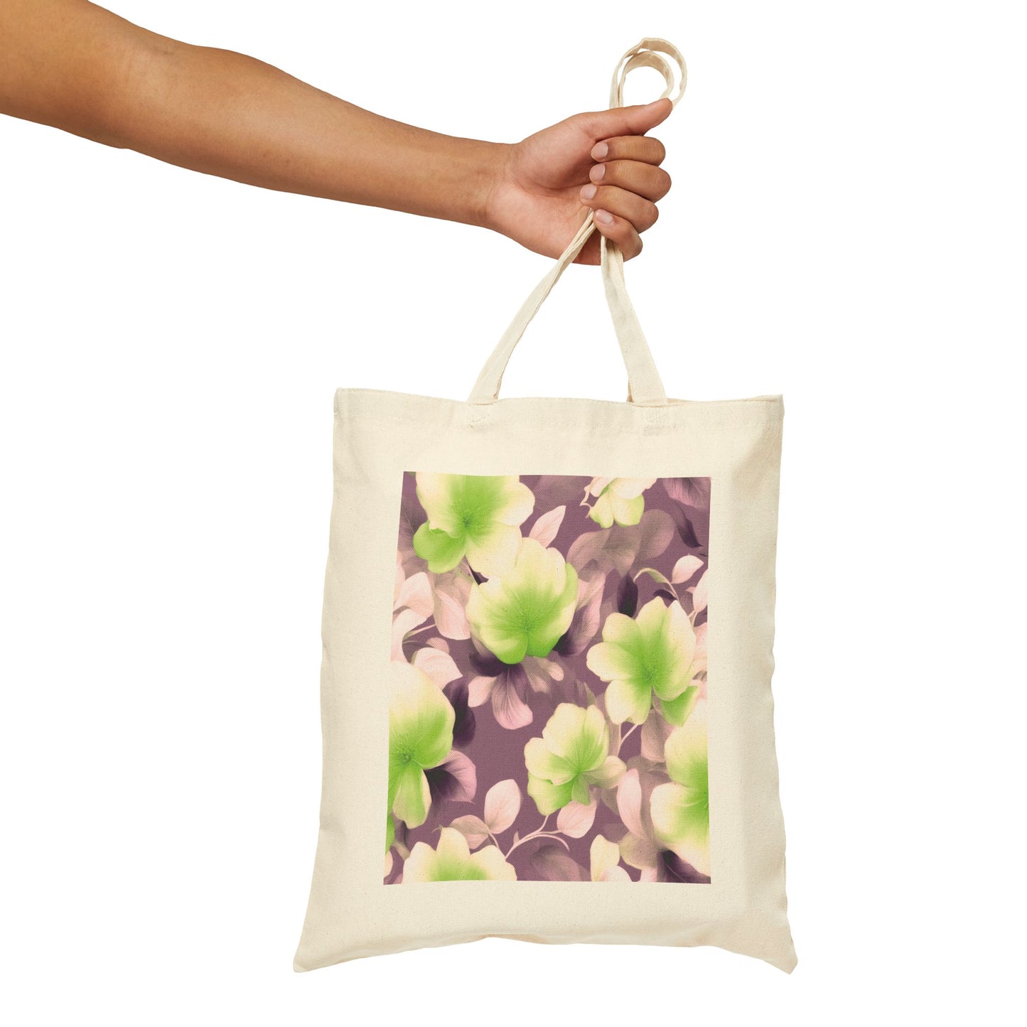 Lime Lavender Floral Bunch Cotton Canvas Tote Bag